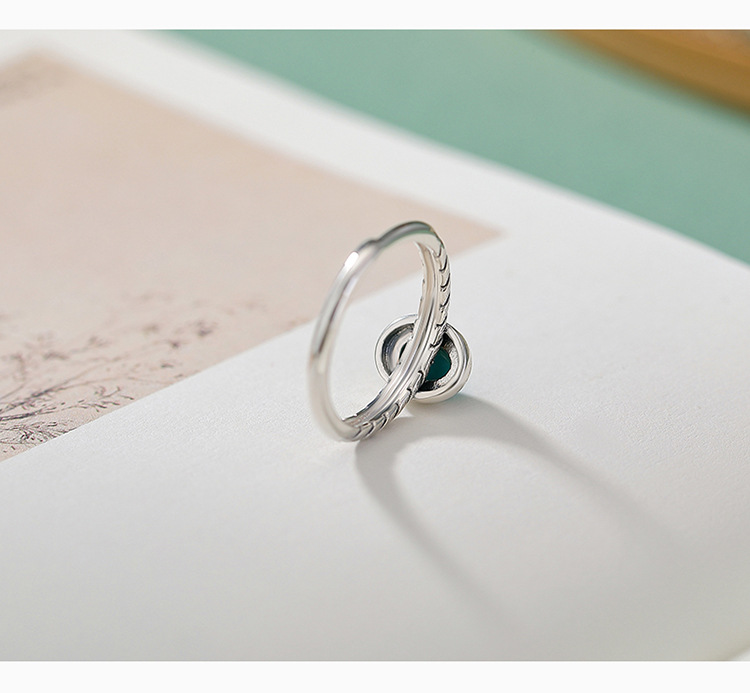 Yilu Silver Turquoise S925 Sterling Silver Vintage Egg Face Hình bầu dục bện răng Nhẫn Cung cấp xuyên biên giới — một mảnh chi tiết 3