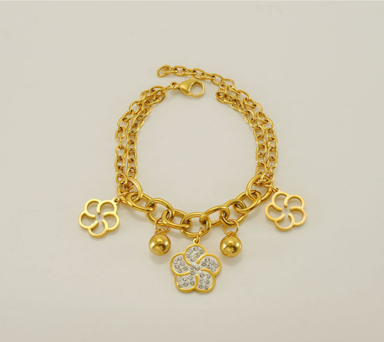 304 Stainless Steel Pendant Material Bracelets Classification Ion Plating (IP) Flower Stainless Steel Simple Style Waterproof Non Tarnish 304 Stainless Steel Bracelets