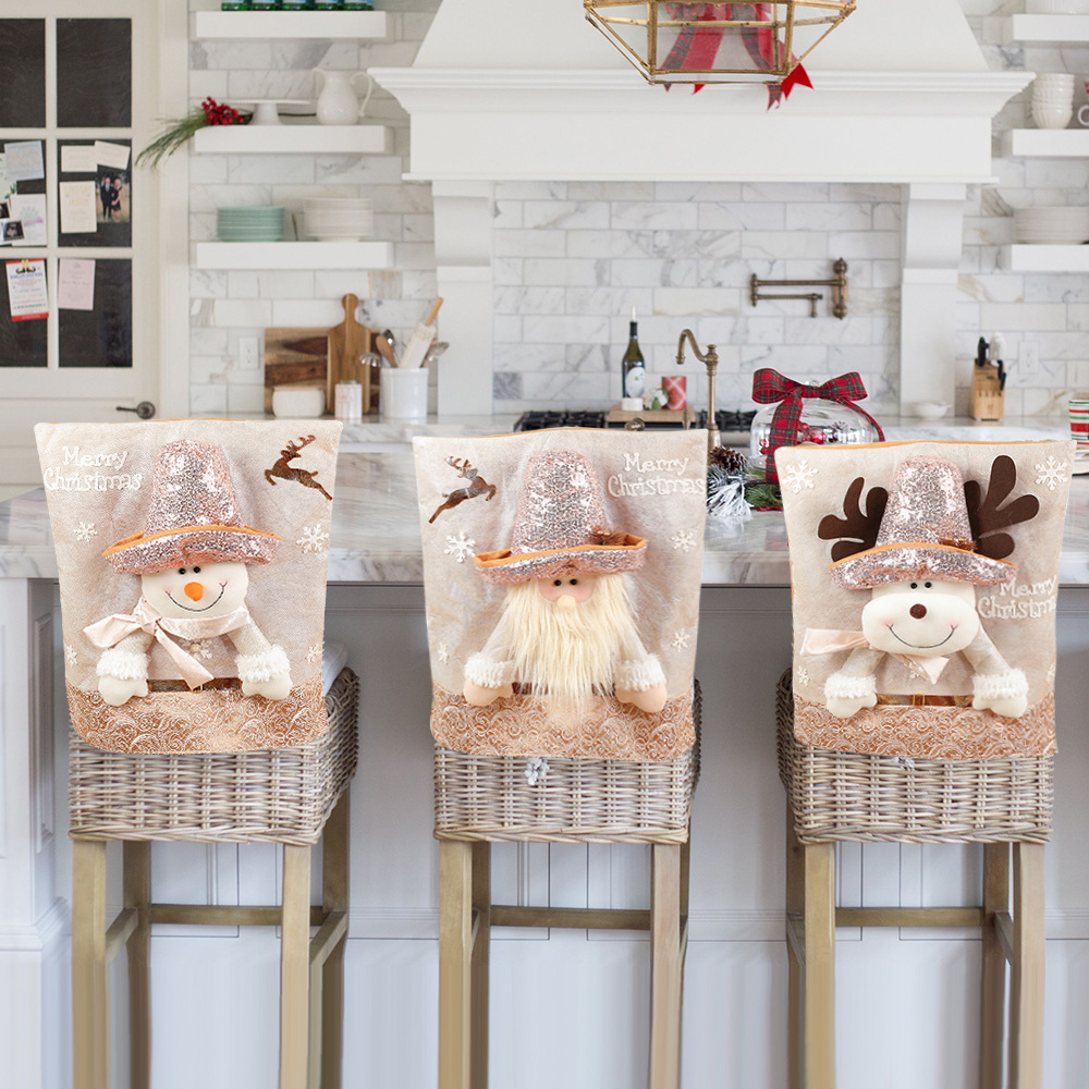 Holiday Party Home Living Room Chair Cover Decorations Props Foreign Trade Hot Cartoon Embroidery Santa Claus Chair Cover