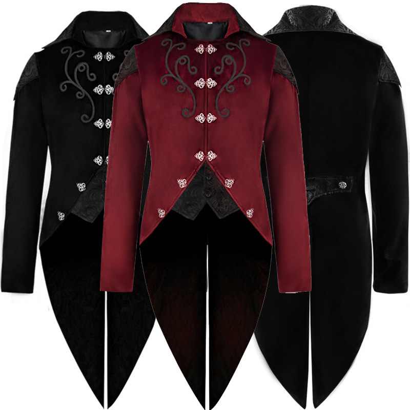 2025 New European and American Men's Medieval Long Sleeve Tuxedo Clothing Prince Retro Evening Dress Foreign Trade Clothing