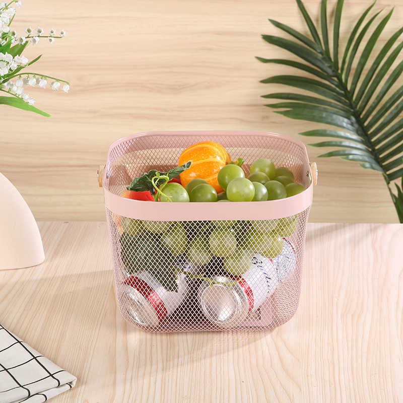 1051g Weight Storage Basket Storage & Cleaning 1 Piece Quantity Wood, Metal Material Color Block Pattern Nordic Style, Simple Style Style Multicolor Color Nordic Style Simple Style Color Block Wood Metal Storage Basket 13
