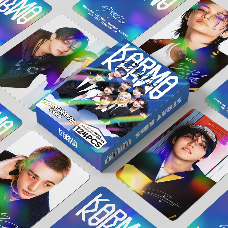 STRAYKID アルバム タータルチェーンカード ビッグヘッドステッカー 両面カラー印刷 LOMO カード フラッシュカード ホログラフィックカード 124 個|undefined
