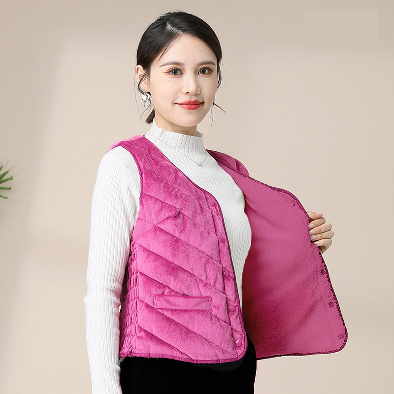 Autumn and Winter New Style Lisi Velvet Vest Women's Short Warm Double-sided Velvet Waistcoat for Middle-aged and Elderly with Velvet Thickened Inner Wearing Vest