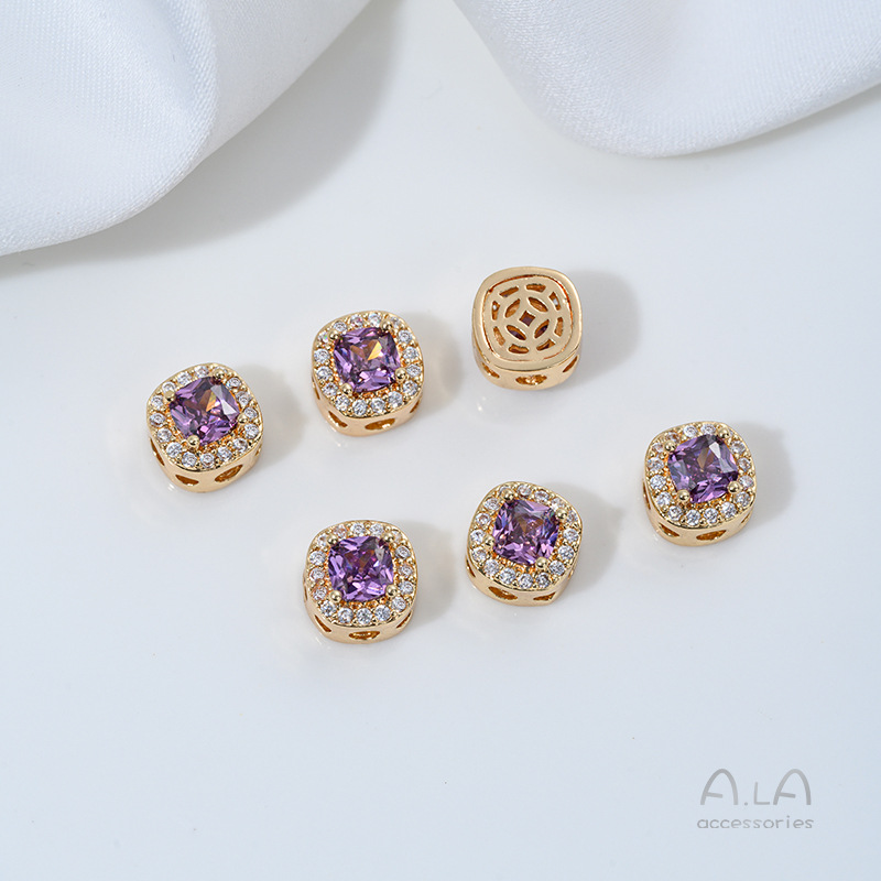 Wholesale 14K Gold-Plated Silver-Plated Zircon Round Water Drop Porous Loose Beads DIY Bracelet Necklace Jewelry Accessories