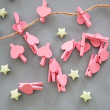 爱心夹子木夹子桌面小摆件高颜值文具饰品 收纳夹子办公用木制夹