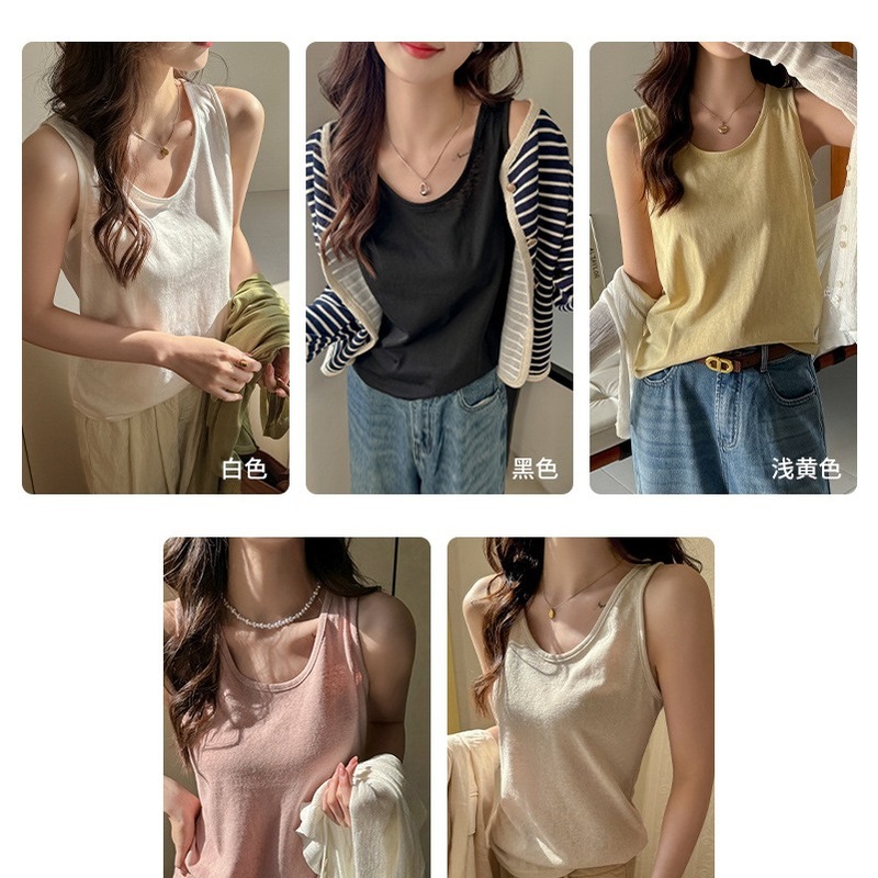 女性用綿75％Tシャツ、胸をカバーするノースリーブトップス、女性用ゆったり万能キャミソール、女子学生用夏用Tシャツ|undefined