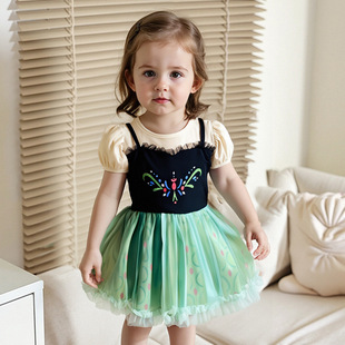 Summer Baby Crawling Clothes Cross-Border Anna Princess Robe and Skirt Baby Jumpsuit Newborn Robe Baby Triangle