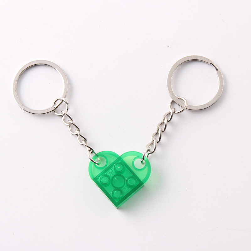 Dos en uno bloques de construcción de amor llavero pareja desmontable llavero amistad afecto en forma de corazón Qixi pequeño regalo