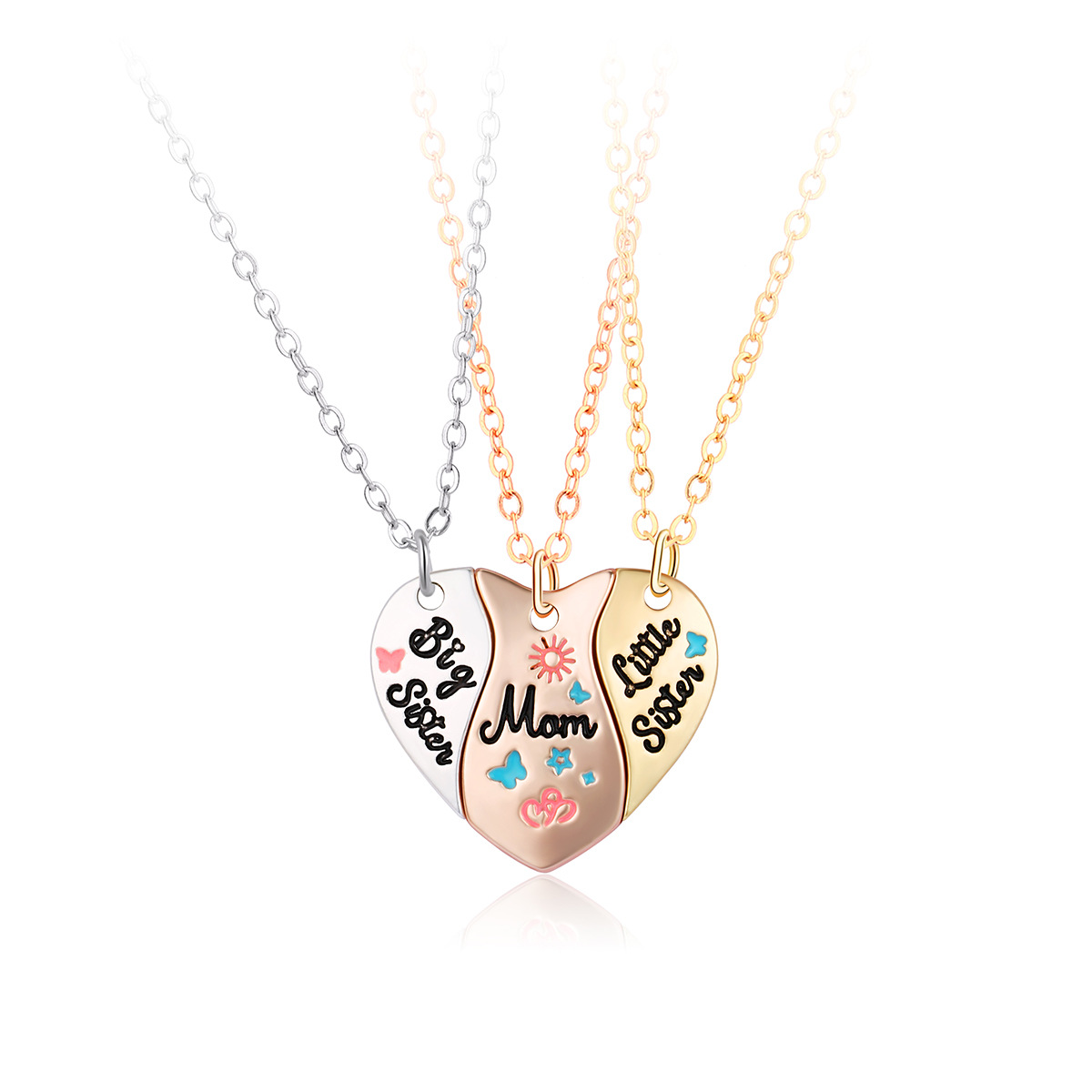 Simple Style Heart Shape Alloy Enamel Plating Mother's Day Mother&daughter Pendant Necklace display picture 16