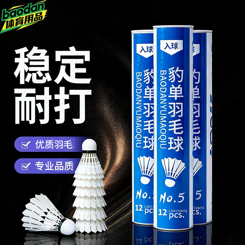 Goose Feather Windproof and Durable Outdoor Sports Badminton High Elasticity Stable Children's and Adult Training Set Bucket-Packed Nylon Shuttlecocks