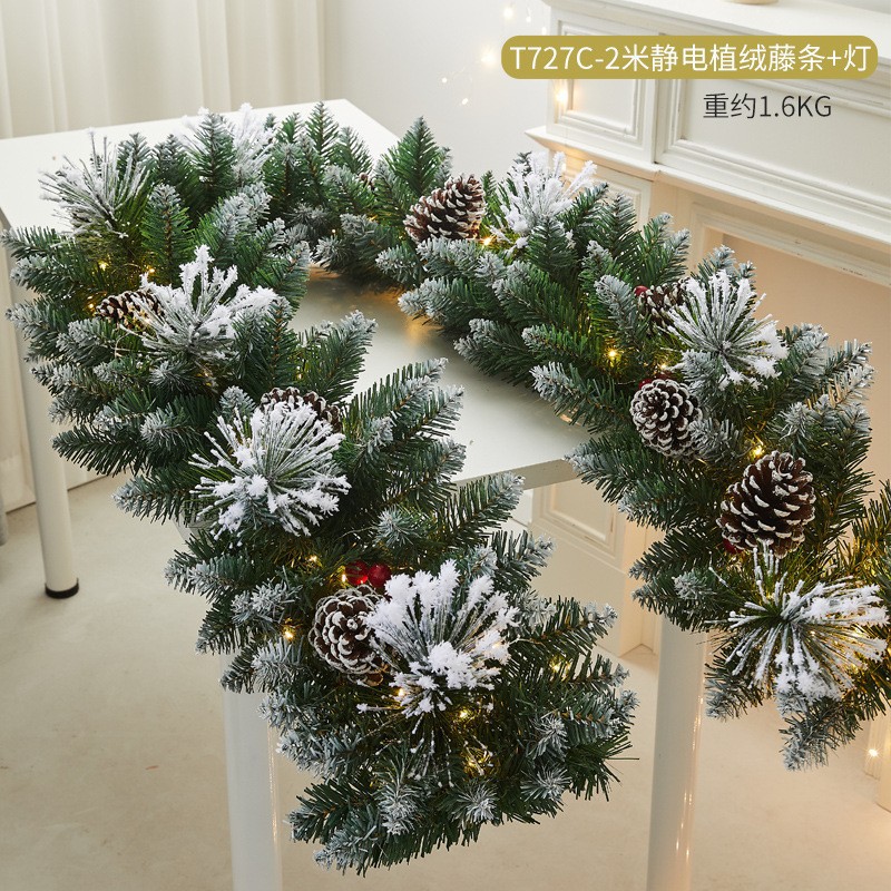 クリスマス装飾品創意暗号化植毛雪花藤条ホテルデパートのショーウインドーのドアの階段手すりの配置