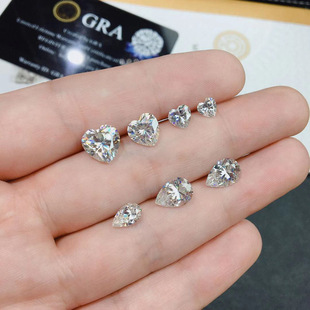 Moissanite Bare Stone D Color Heart/Pear Shape with Waist Code Certificate 50 Points 1 karat 2 Karat 3 Karat Generation Inlaid Finished Products