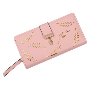 2024 New Women's Wallet Hollow Leaf Wallet Wallet Korean-style Two-fold Zipper Long Card Holder Clutch
