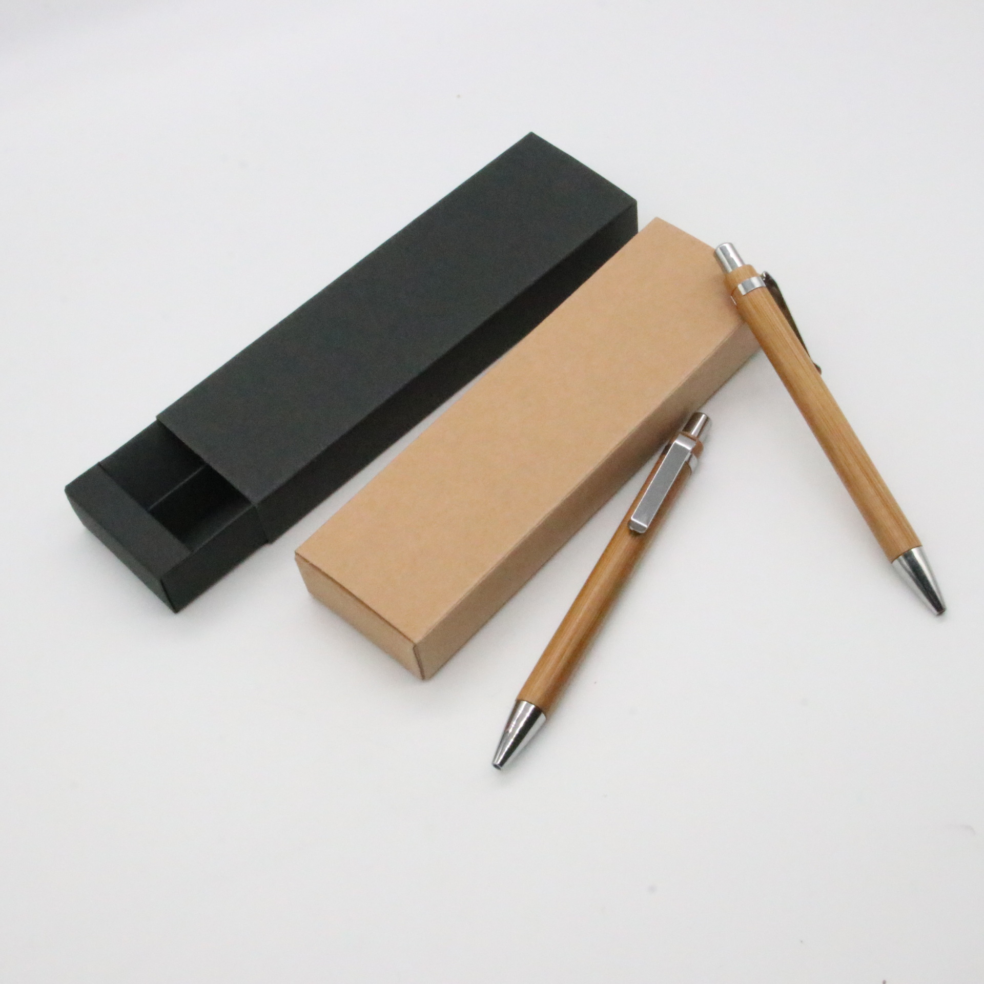 Empuje traje de pluma de bambú traje de caja de papel 2 pack logotipo imprimible caja de regalo en stock papelería transfronteriza