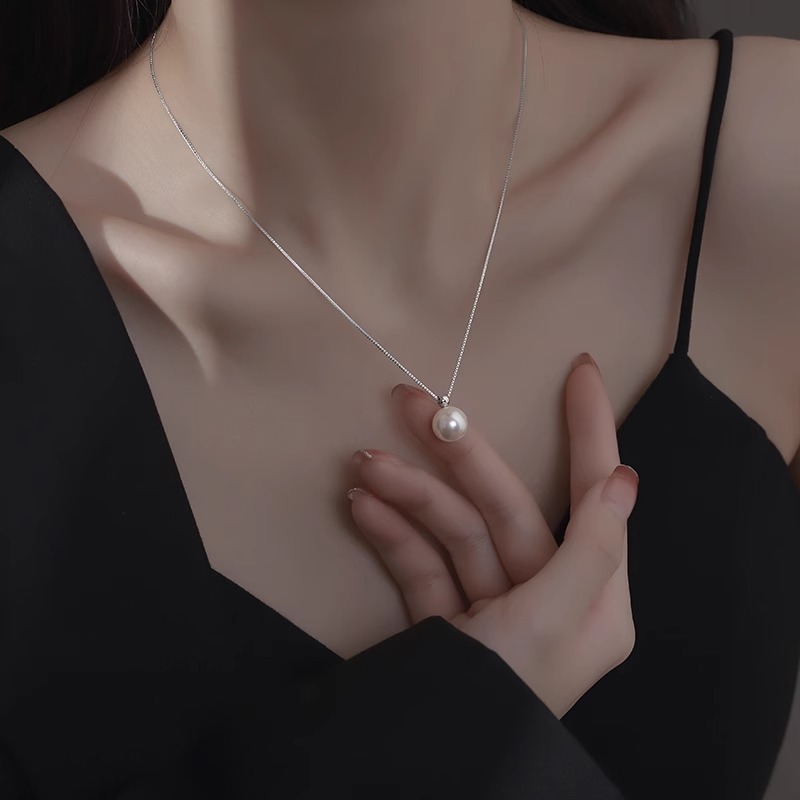 스털링 실버 진주 목걸이 세트(10mm), 변색되지 않고 알레르기가 없습니다.