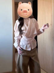 2025新款粉色长袖衬衫女装秋季不规则设计感慵懒显瘦绝美上衣