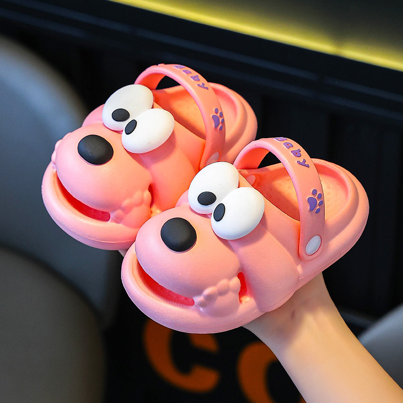 2025 nuevo interior y exterior antideslizante de fondo blando niño perro amarillo EVA agujero zapatos pueden usar sandalias lindas para niñas