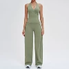 3109 vest+5529-1 wide-leg pants—light military green