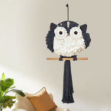 创意手工编织猫头鹰挂毯 北欧家居装饰壁饰 现代简约房间卧室壁挂
