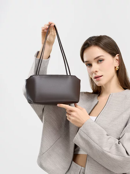 First-Layer Sheepskin Therow Bag Korean Niche Genuine Leather Women's Bag Shoulder Bag Handbag New Style High-End Underarm Bag