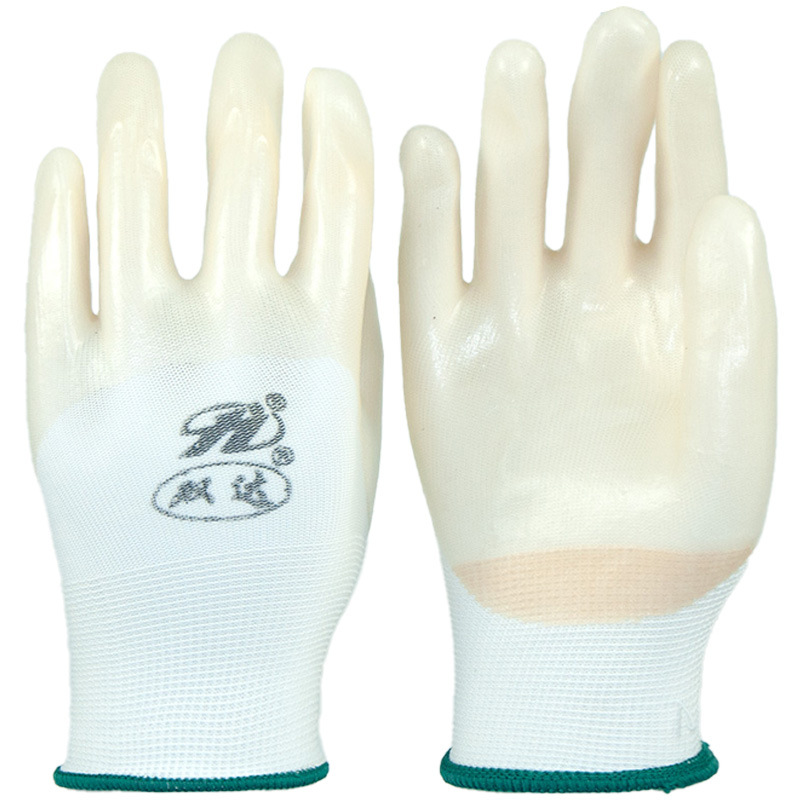 Guantes de impregnación de PVC semi-colgante blancos para la protección del sitio de construcción antideslizante y manejo resistente al desgaste