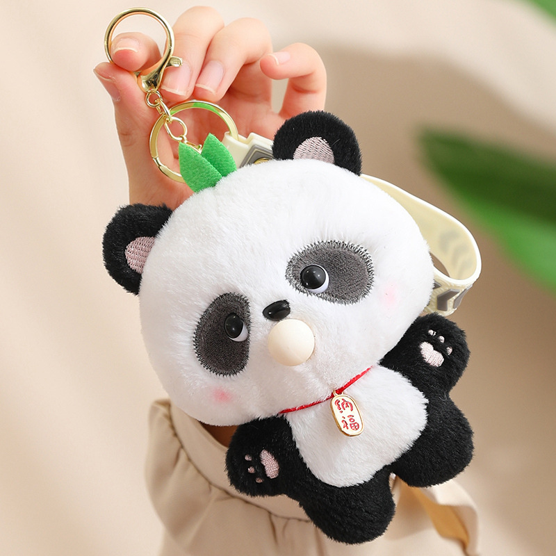 Burbuja de dibujos animados Panda muñeca de peluche de juguete bolsa de la cadena dominante del coche colgante mochila colgante pequeña muñeca