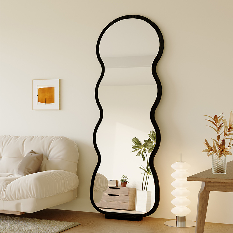 Onda medieval, espejo de cuerpo entero, espejo de piso, hogar, lujo ligero, colgante de pared de forma especial, espejo de cuerpo entero, espejo de prueba de dormitorio de niñas