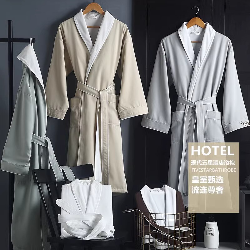 Five-Star Hotel Bathrobe, Suitable for All Seasons, Double-Layered, Thickened, Water-Absorbent, Quick-Drying, Adult Women's and Men's Couple's Nightgown Five-Star Hotel Bathrobe, Suitable for All Seasons, Double-Layered, Thickened, Water-Absorbent, Quick-Drying, Adult Women's and Men's Couple's Nightgown