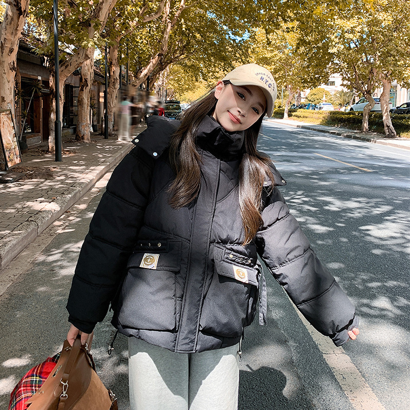 Algodón de pluma, ropa de algodón para mujeres cortas 2025, nuevos estudiantes coreanos encapuchados, chaquetas de algodón para estudiantes pequeños, ropa de pan image 6