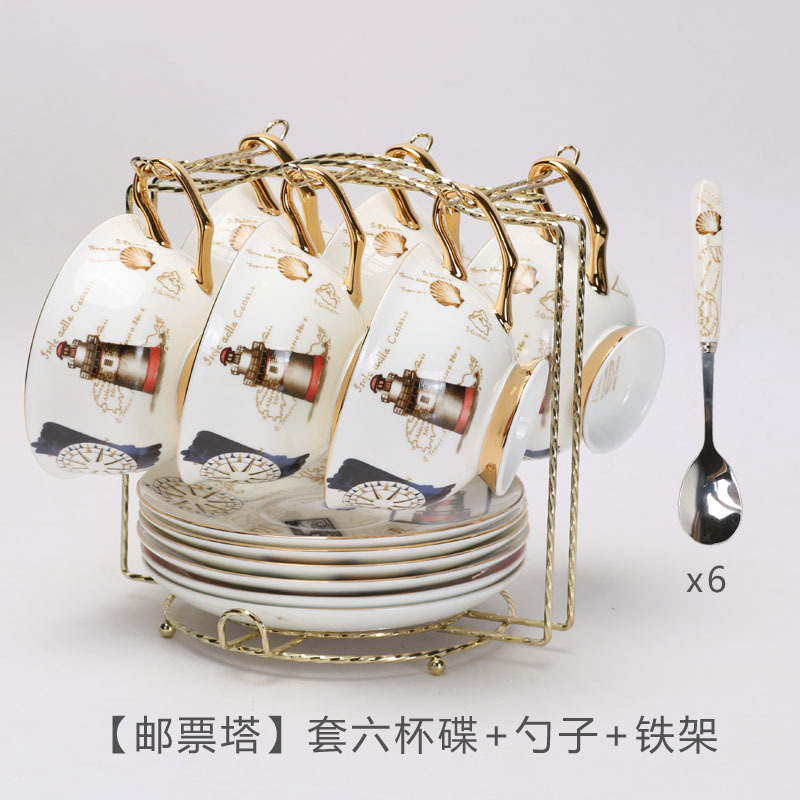 Tazas de café europeas y platos, set de té de la tarde, cerámica exquisita de alta calidad con cucharas de flores, set de tazas de té, caja de regalo