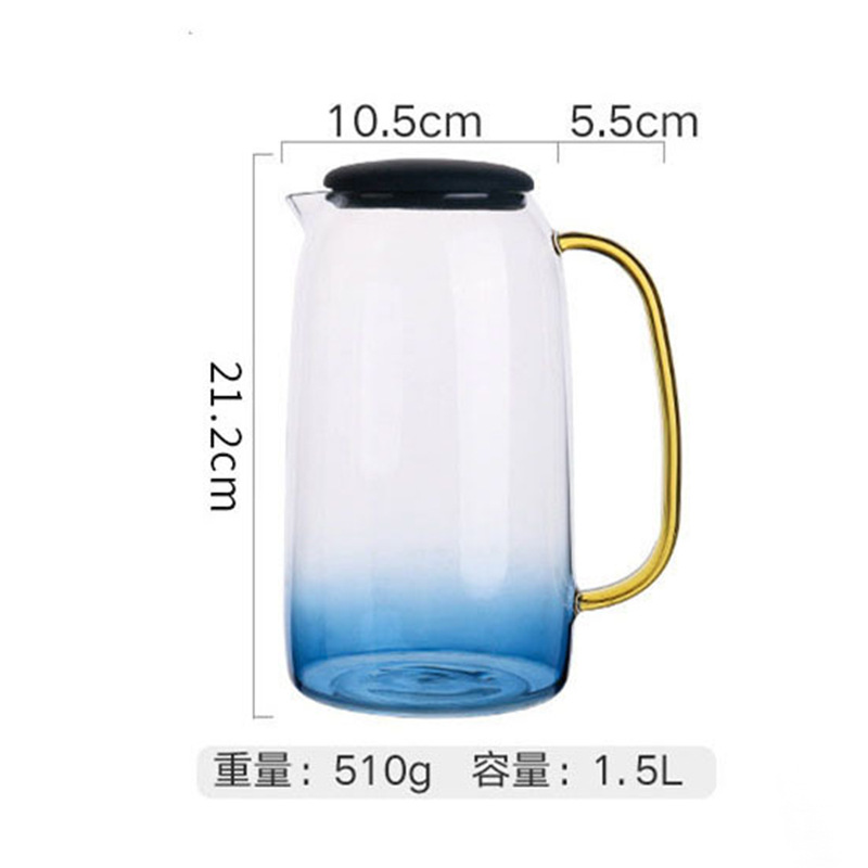 Botella de agua fría vidrio resistente al calor de alta temperatura a prueba de explosiones hogar de gran capacidad juego de té taza de mármol azul botella de agua fría