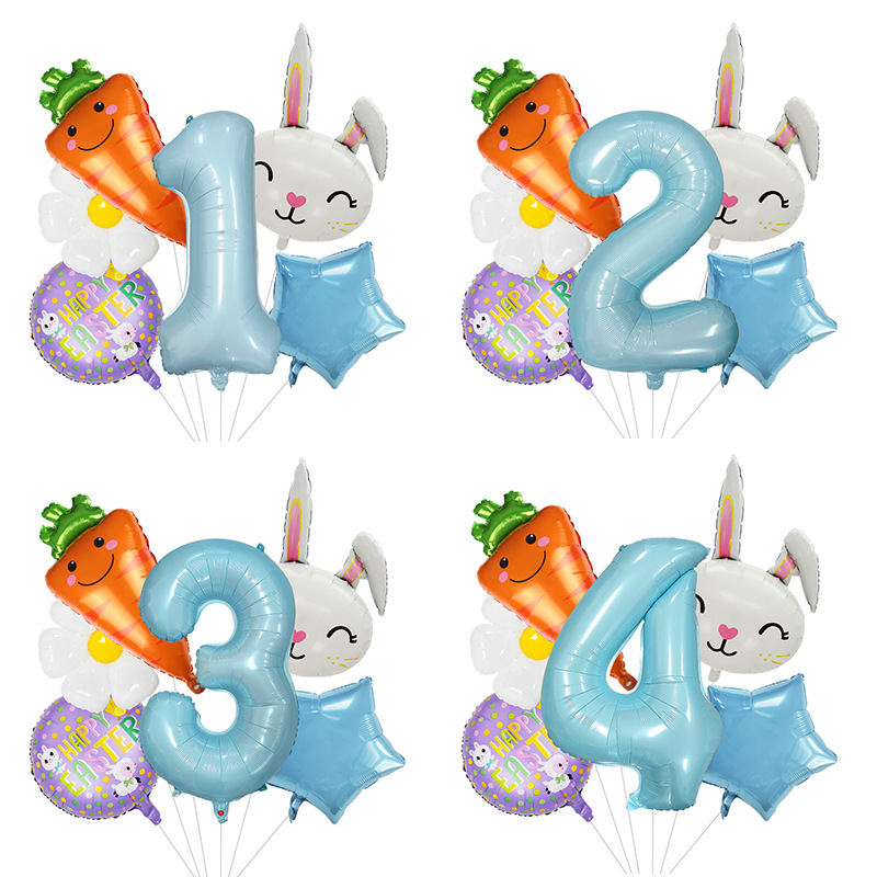 Cartoon Easter Bunny Radish Balloon suit Easter Aluminum Film Decoration Holiday Animal Party Arrangement Supplies