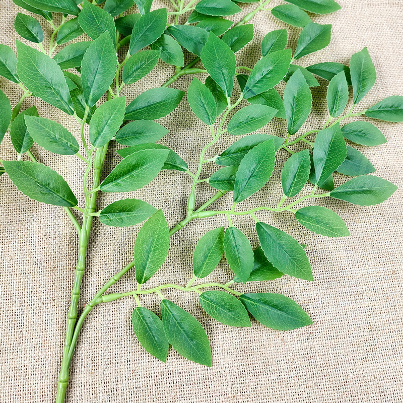 模擬ヤマブシの葉、偽の枝、葉、人工接着剤付き緑の葉、緑の植物、家庭用家具、庭の装飾卸売|undefined