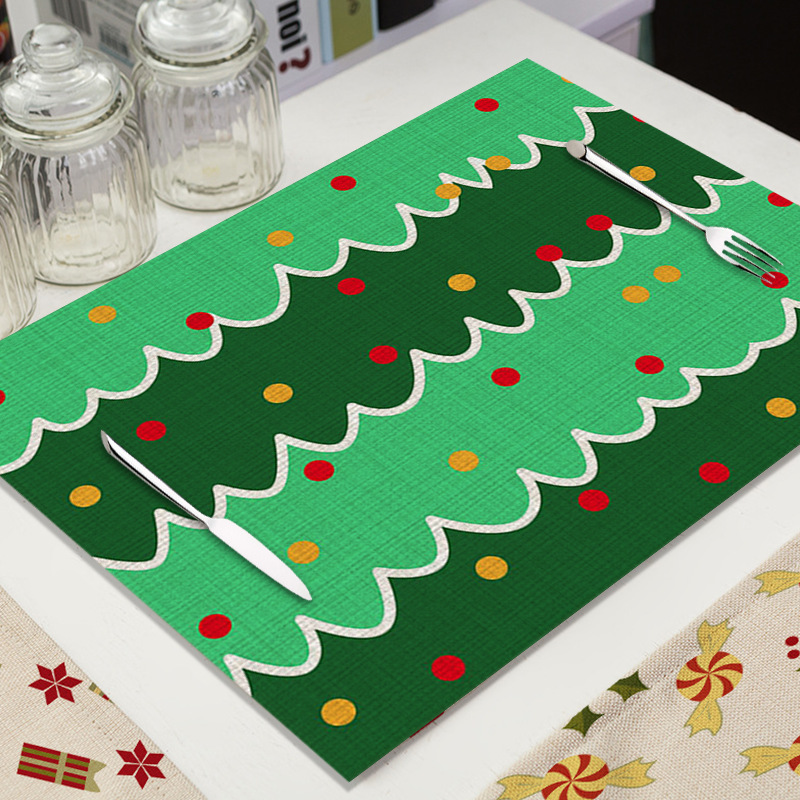 Mantel Individual de Lino para Navidad - Diseño de Dibujos Animados, Aislante, para Decoración