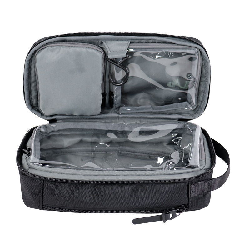 Customized men's business toiletry bag with dry and wet separation, four-compartment mesh wash bag with handle, nylon travel storage bag Customized men's business toiletry bag with dry and wet separation, four-compartment mesh wash bag with handle, nylon travel storage bag