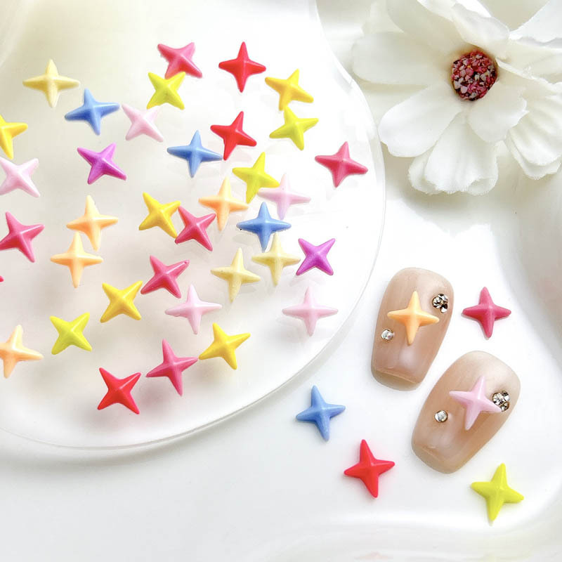 Luminous dopamine four mans star nail jewelry mini macaroon star ins girl nail accessories wholesale