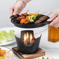 Household mini barbecue grill for one person Korean style outdoor portable alcohol heating stove flat bottom frying pan round baking pan