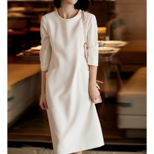 三醋酸面料+真丝内衬 高级感气质型连衣裙女装通勤显瘦夏季黑白色