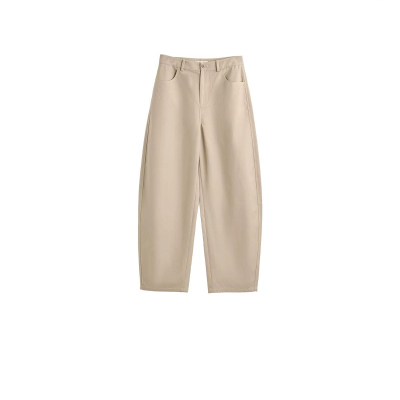 MARI | "Almond Pants" high-density cotton canvas workwear-style structured high-waisted tapered jeans MARI | "Almond Pants" high-density cotton canvas workwear-style structured high-waisted tapered jeans