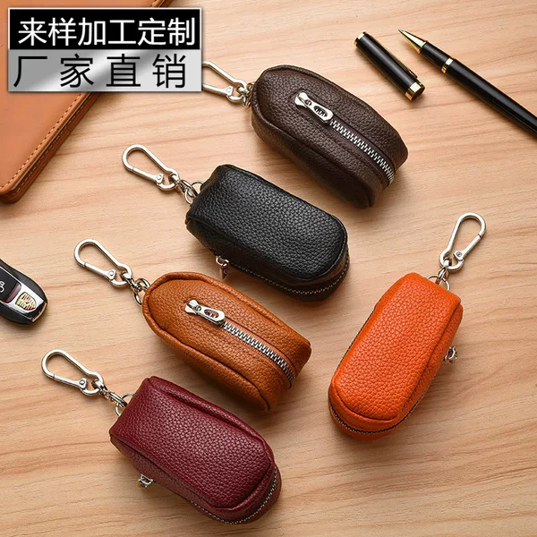 New Leather Key Bag Large Capacity Business Multifunctional Car Key Bag Portable Universal Key Bag Waist Hanging Door