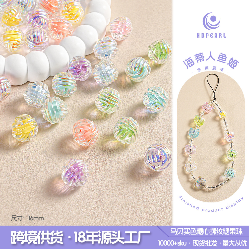 AB color acrílico transparente cuentas de caramelo cuentas de bricolaje cadena de teléfono móvil accesorios de joyería hilo corazón de azúcar cuentas al por mayor