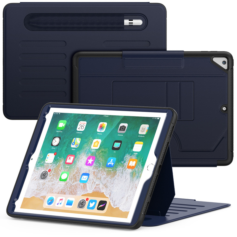 Suitable for iPad 9.7 Business Notebook Card Slot Protective Case iPad Air 2 Stand Anti-Fall Sleep Flip Cover Case