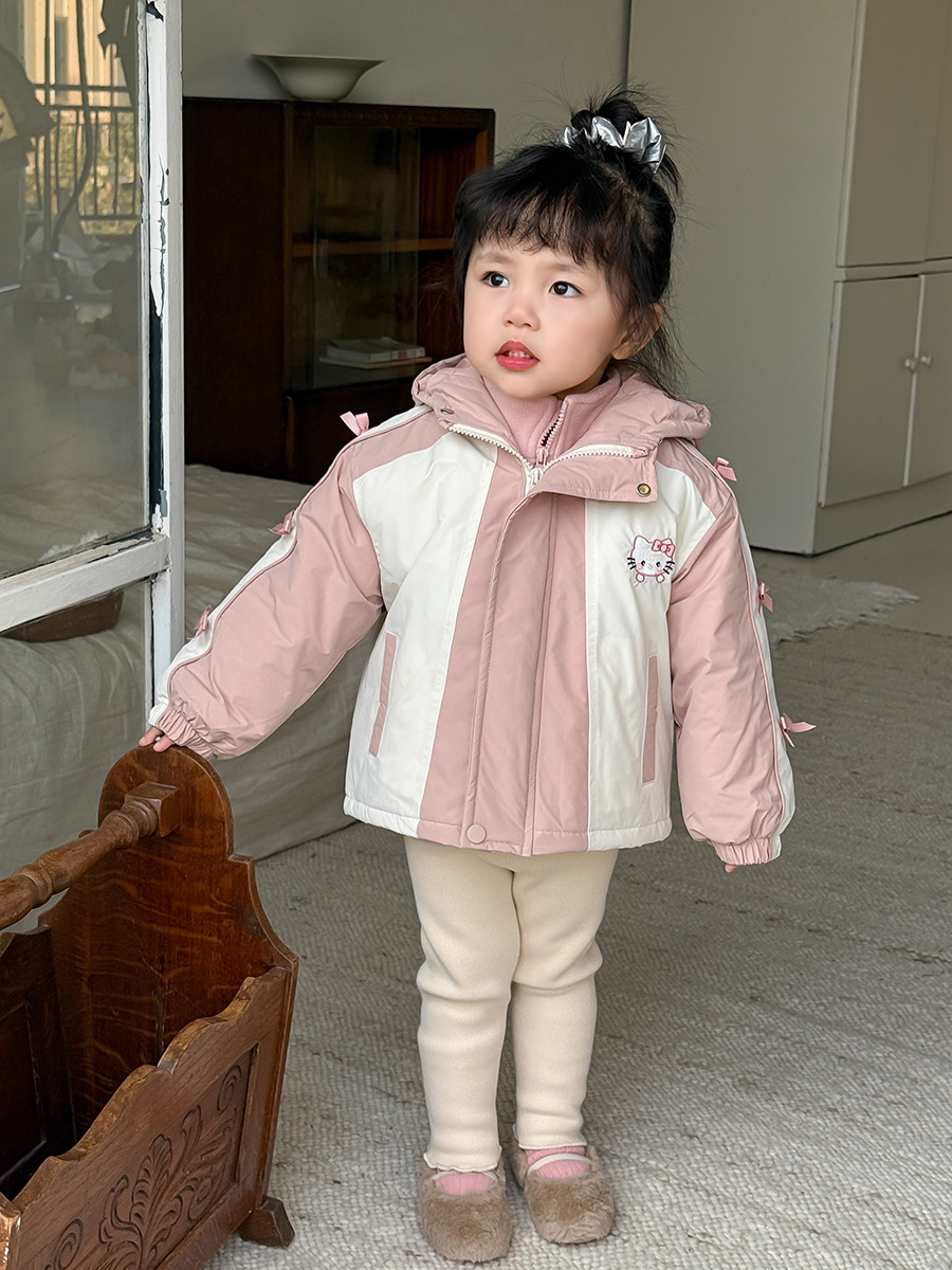 Sugar Pear ropa infantil niñas vestir abrigo de invierno 2024 nuevo estilo de niños coreano algodón sandwiched abrigo de ropa de bebé