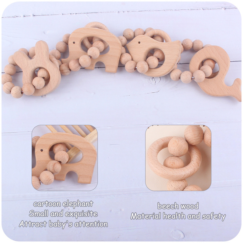 Nuevo bebé suministros de dibujos animados animal pájaro elefante teether juguete calmante bebé haya pulsera molar