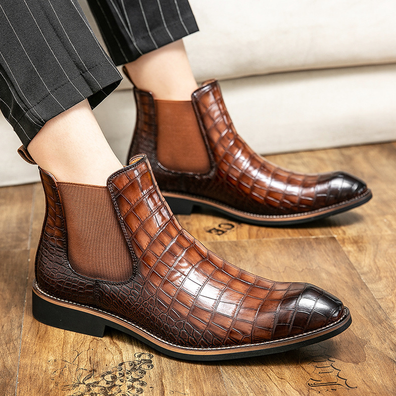 2024 otoño y invierno zapatos masculinos retro tendencia Chelsea botas de cuero de alta altura botas de vaqueros de moda europea y americana