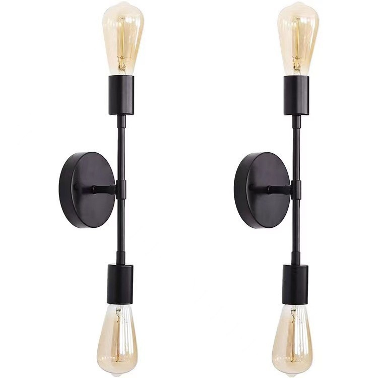 Nórdico creativo simple mesita de noche comedor lámpara de pared de hierro sala de estar pared de fondo escalera pasillo de una sola cabeza de doble cabeza pequeña lámpara de pared