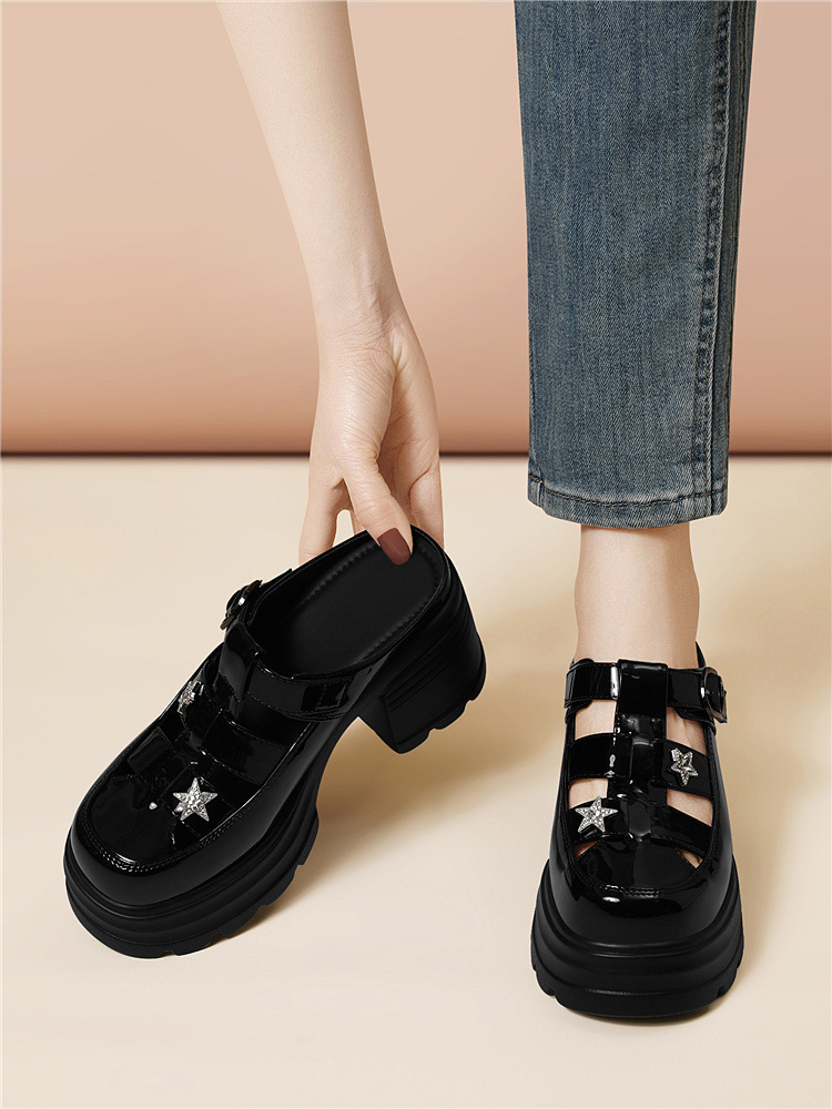 Sandal nữ tăng chiều cao đế dày 8 cm, mũi kín hở gót, thoáng khí, phong cách khí chất — 6069 Da đen, 6069 Màu be chi tiết 16
