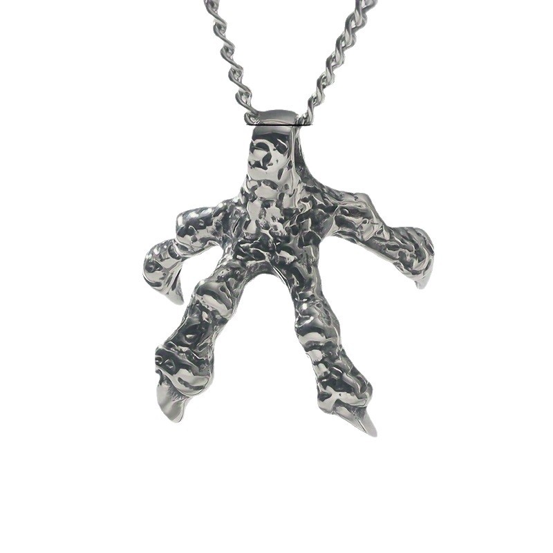 Collier dragon rétro punk personnalisé de style européen-américain pour homme, pendentif audacieux et créatif à quatre griffes de dragon._voghion.com