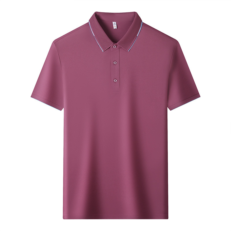 2024 summer new series mulberry silk lapel short sleeve POLO shirt solid color business casual