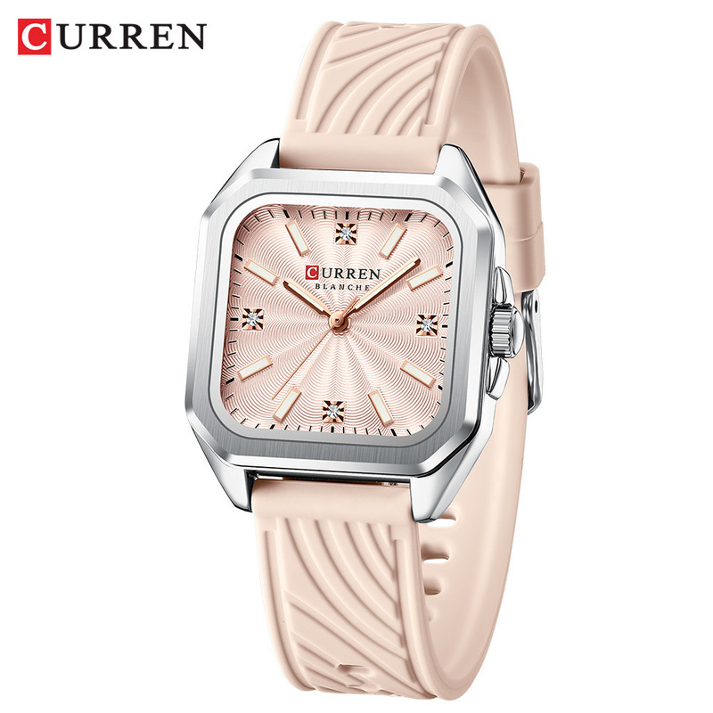 Curren/Curren 9113 Women's Square Small Dial Watch Waterproof Quartz Watch Export Silicone Watch